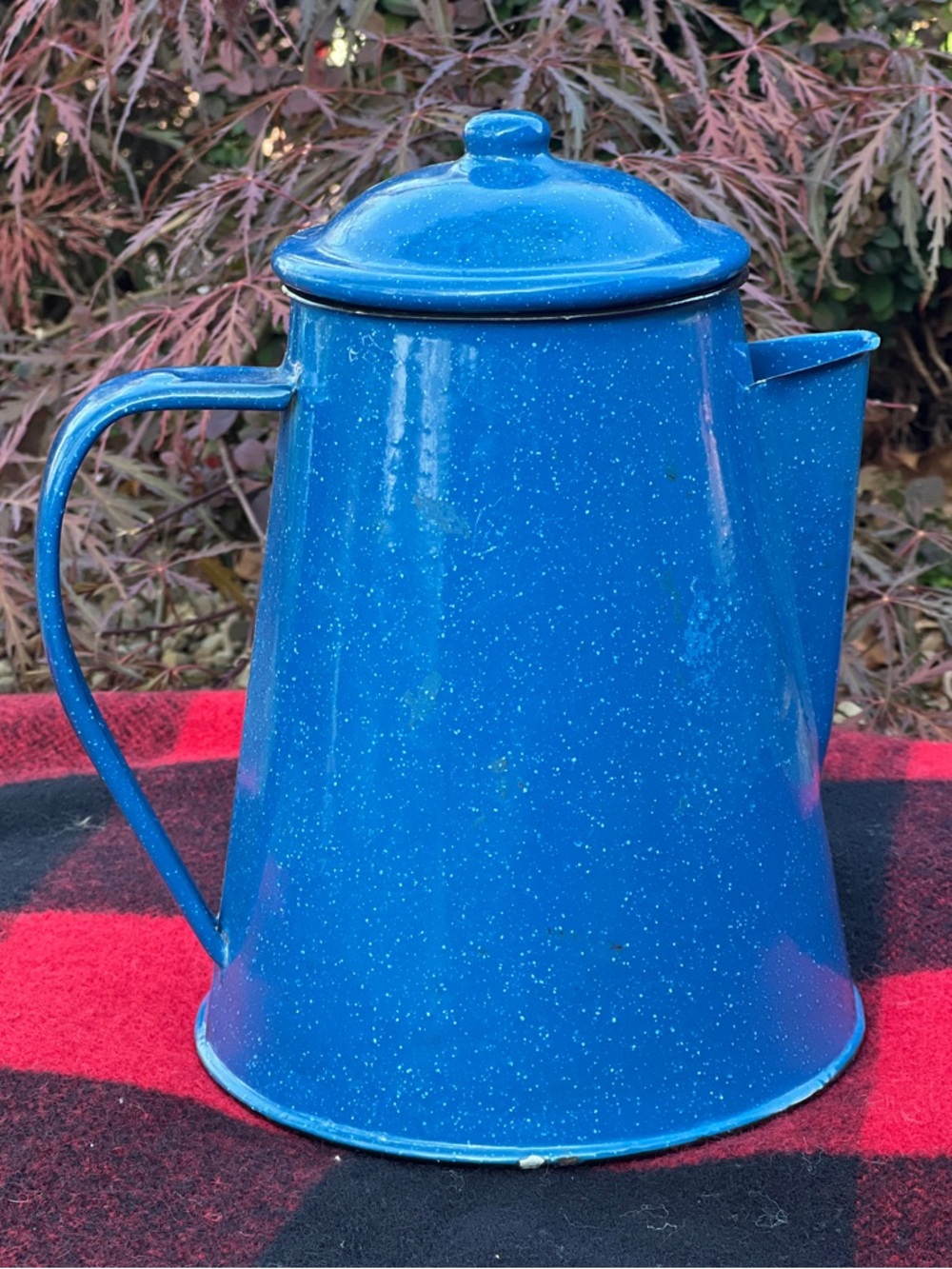 Vintage Cobalt Blue Enamel Percolator